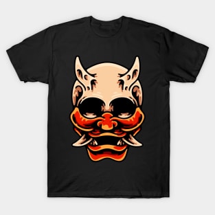 Skull Wearing Oni Mask T-Shirt